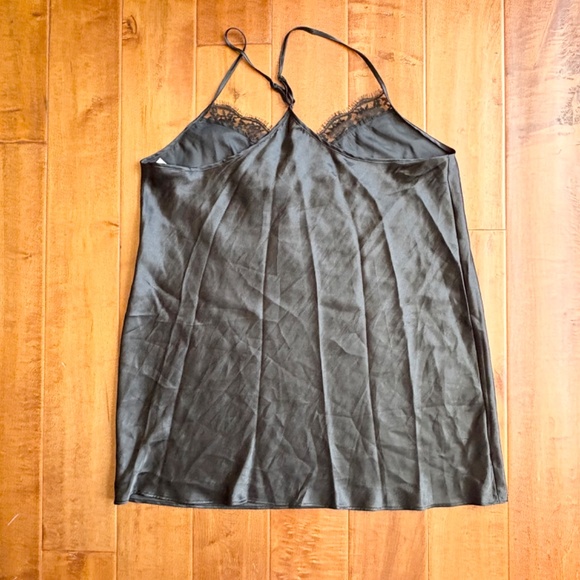 90s Black Secret Treasure Satin Cami Slip Nightgown L - Picture 5 of 8